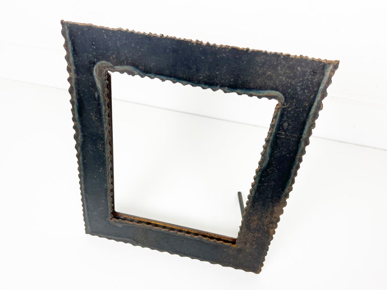 Vintage Brutalist Torch Cut Metal Picture Frame For Sale at 1stDibs