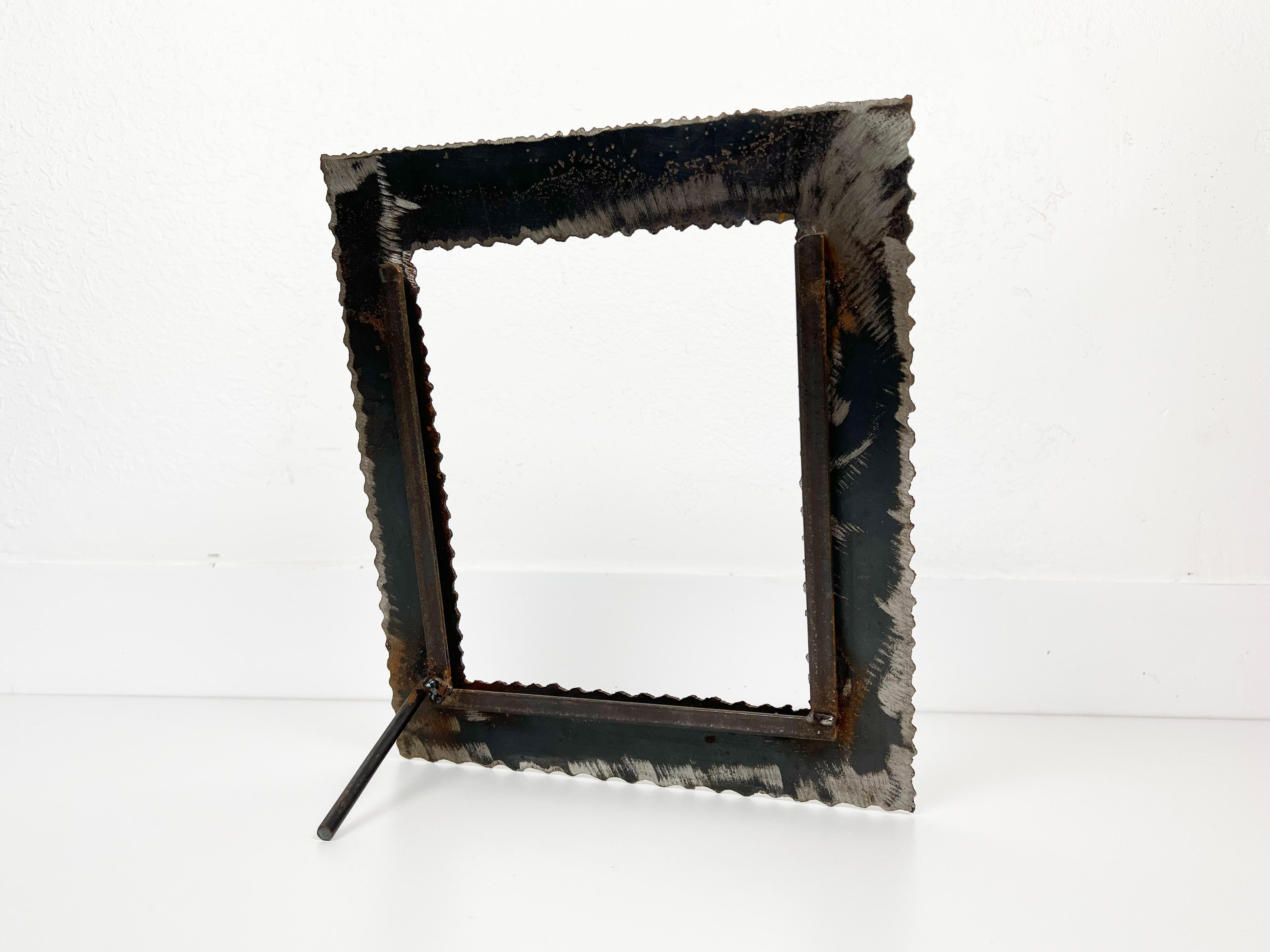 20th Century Vintage Brutalist Torch Cut Metal Picture Frame For Sale