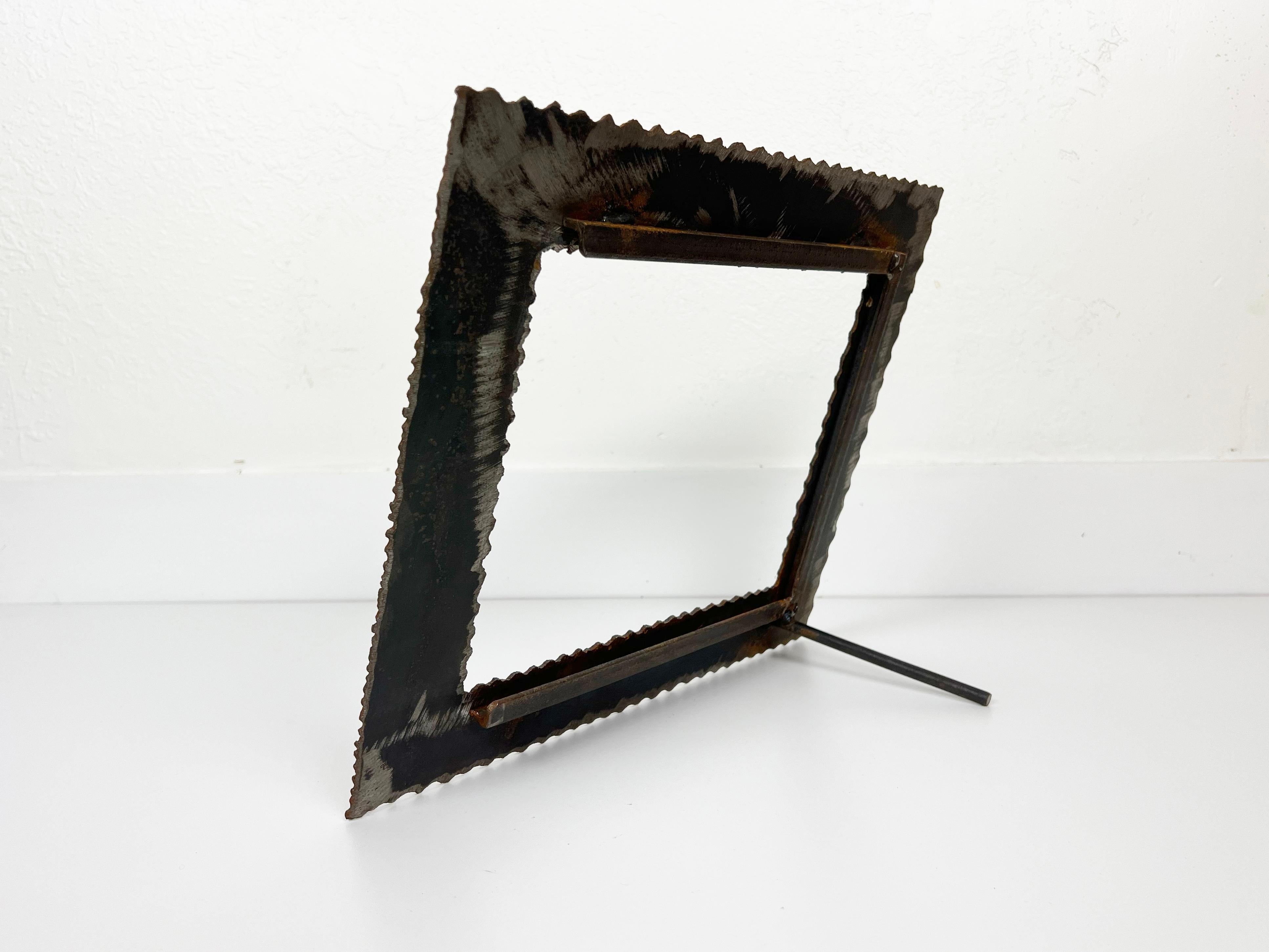 Vintage Brutalist Torch Cut Metal Picture Frame For Sale 1