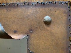 Vintage Torch-Cut Metal Mirror Wall Sculpture, Mexico City, 1970's