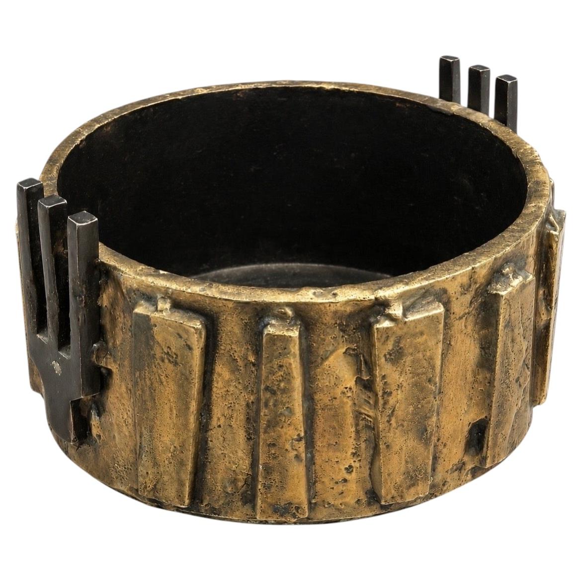 Vintage Brutalist Torch-Cut Steel Vessel / Bowl by Brother Mel Meyer, 1970s