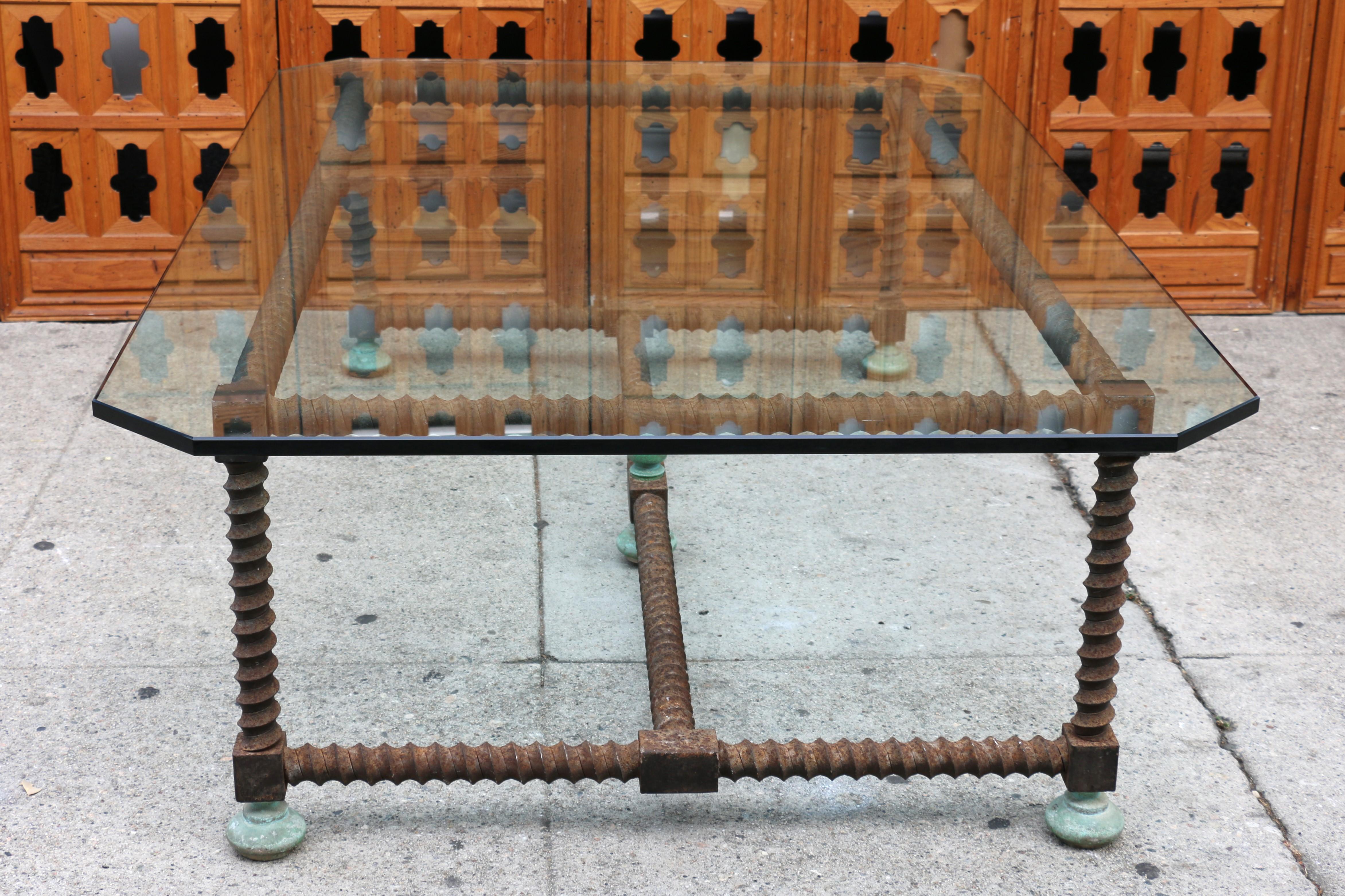 American Vintage Brutalist Twisted Leg Metal Coffee Table