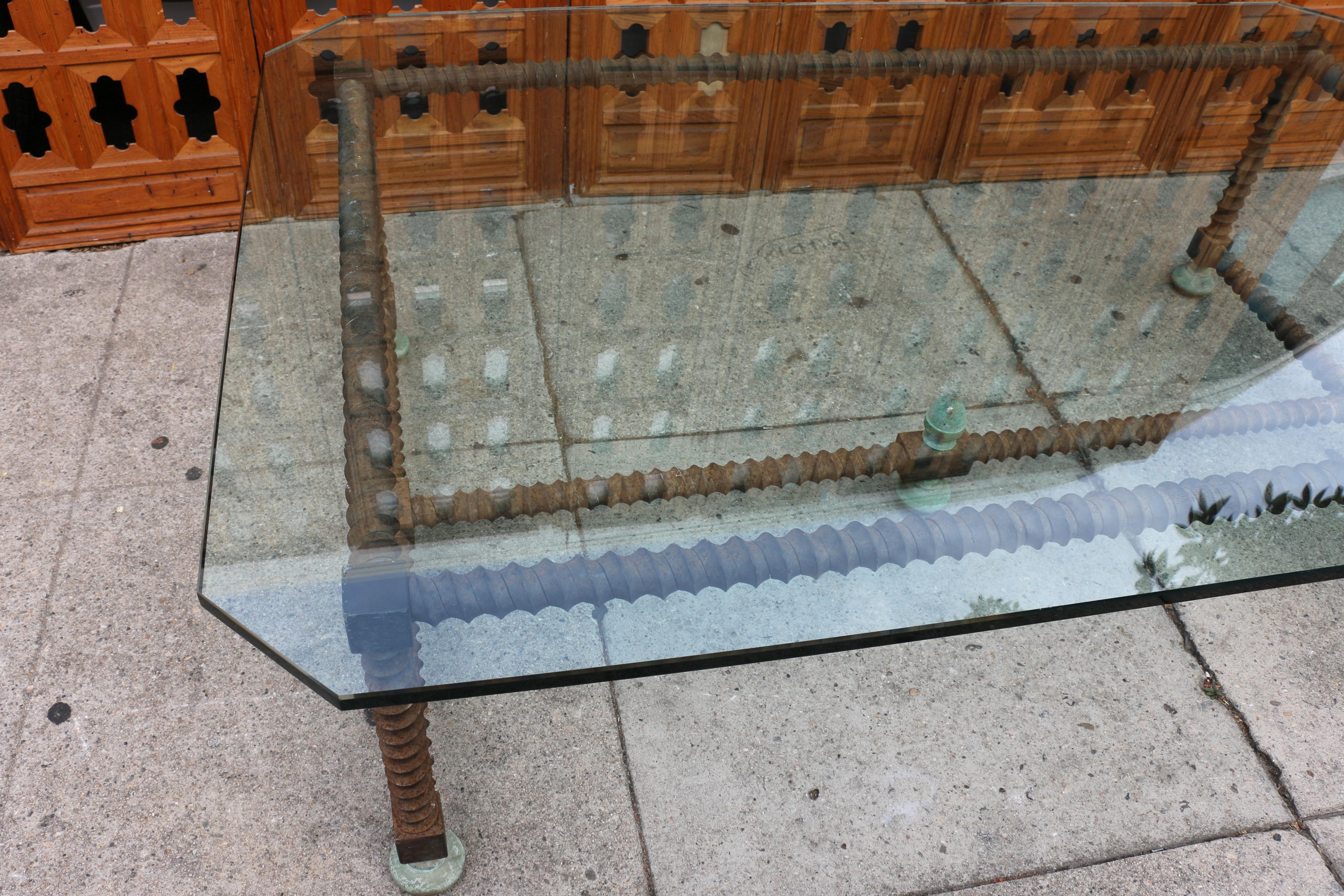 Late 20th Century Vintage Brutalist Twisted Leg Metal Coffee Table