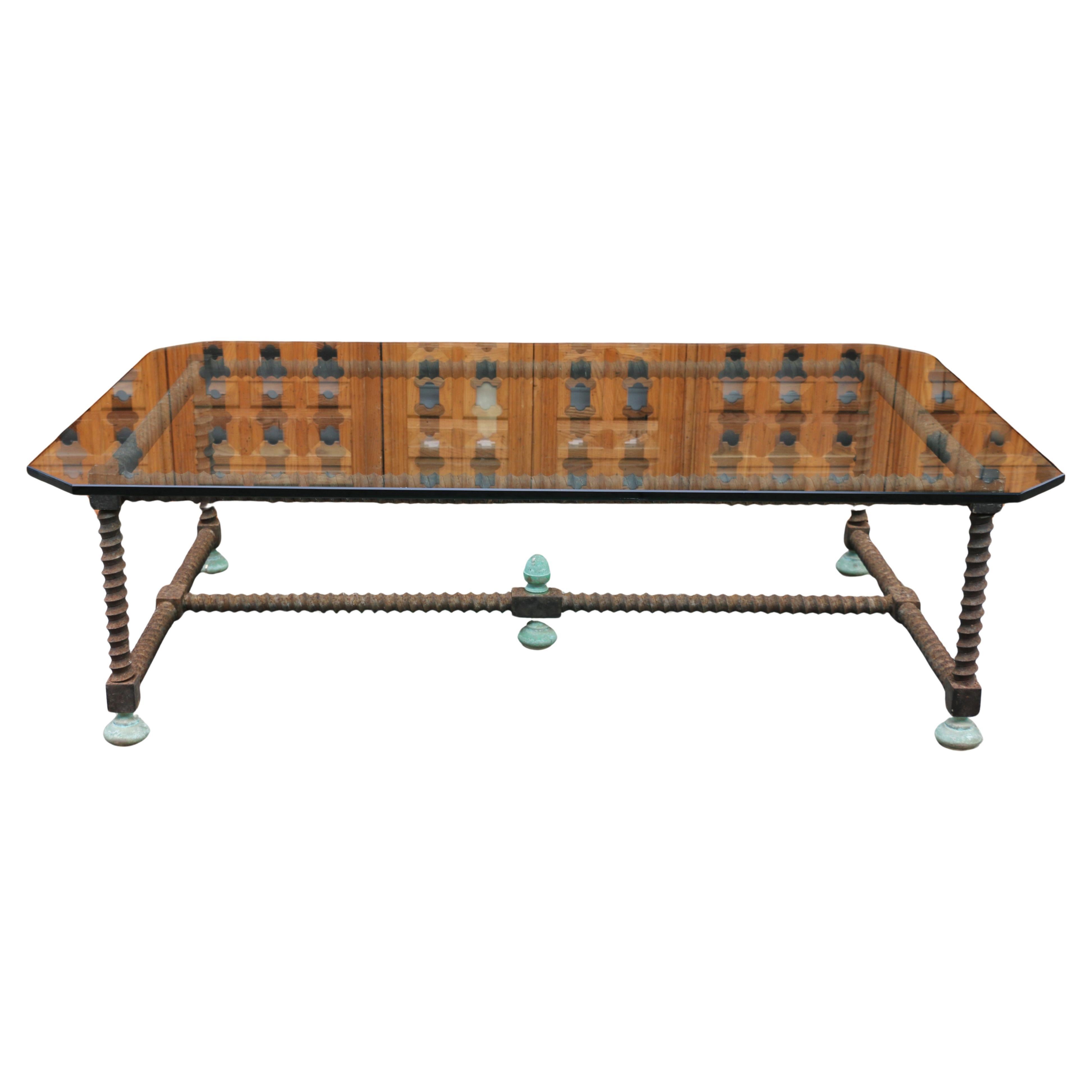Vintage Brutalist Twisted Leg Metal Coffee Table