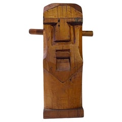 Vintage Brutalist Two-Sided Head Bust in Pine by Knud Møller