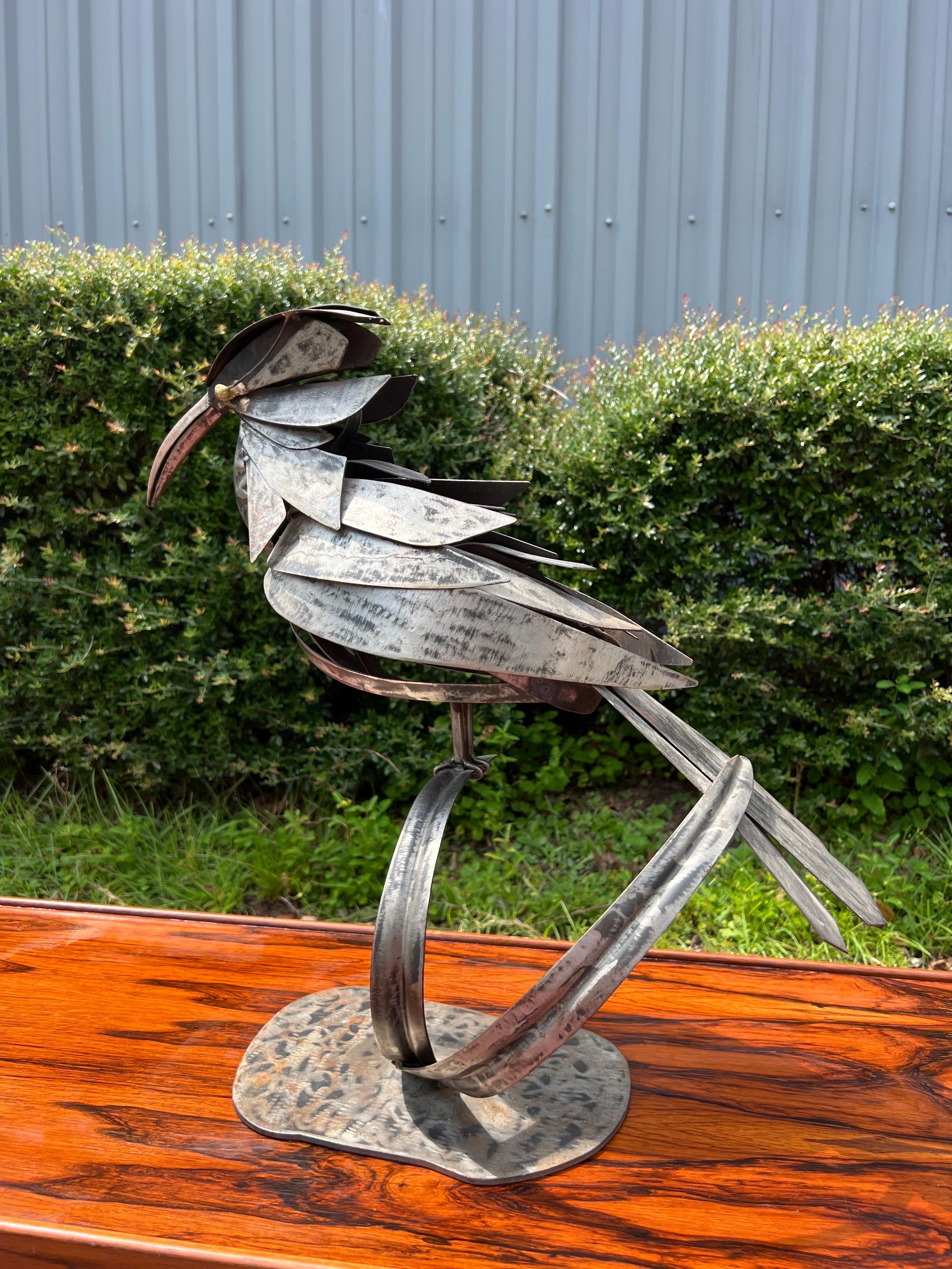 Iron Vintage Brutalist Walenty Pytel Style Bird Welded Sculpture For Sale