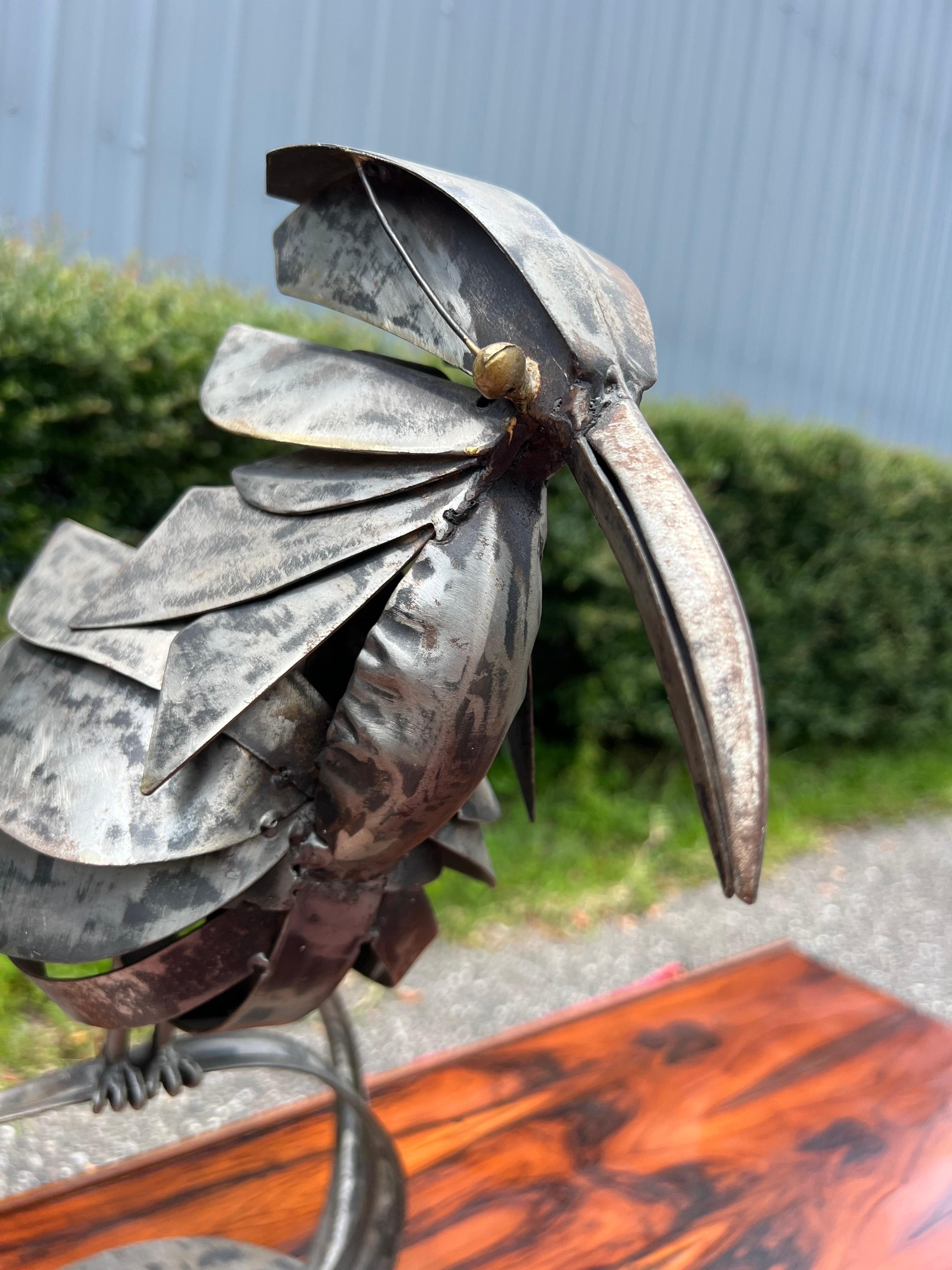Vintage Brutalist Walenty Pytel Style Bird Welded Sculpture For Sale 3