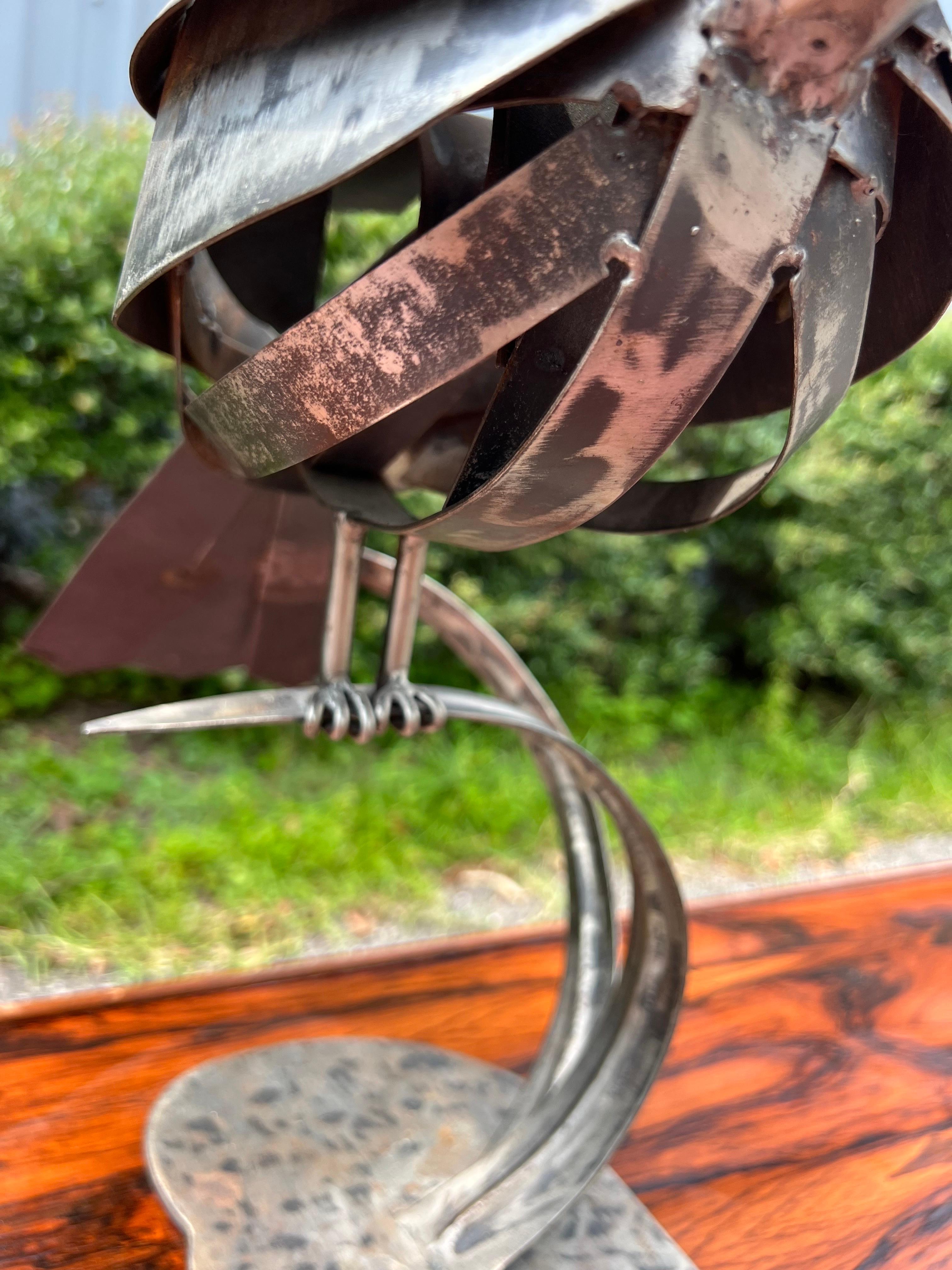 Vintage Brutalist Walenty Pytel Style Bird Welded Sculpture For Sale 5