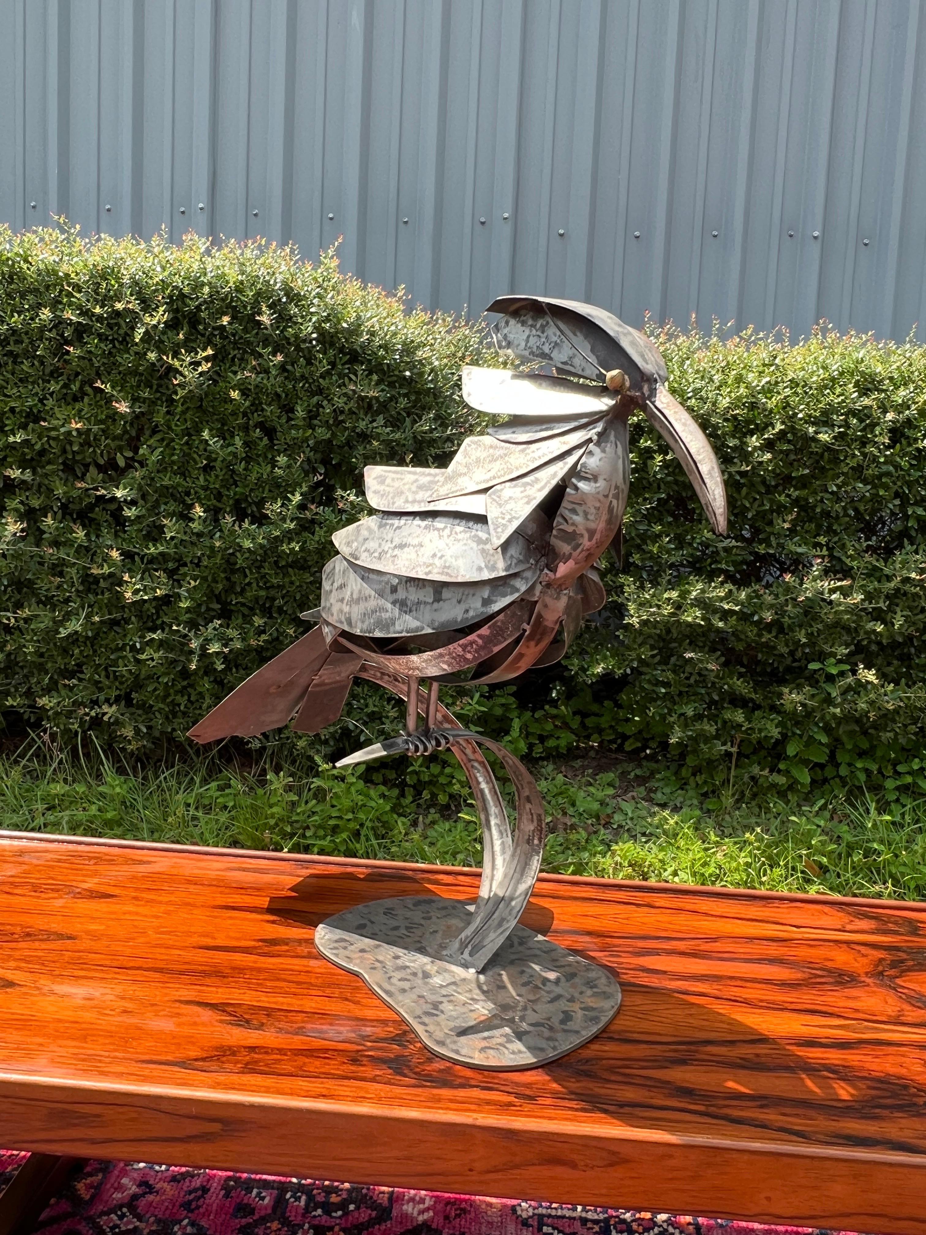 English Vintage Brutalist Walenty Pytel Style Bird Welded Sculpture For Sale