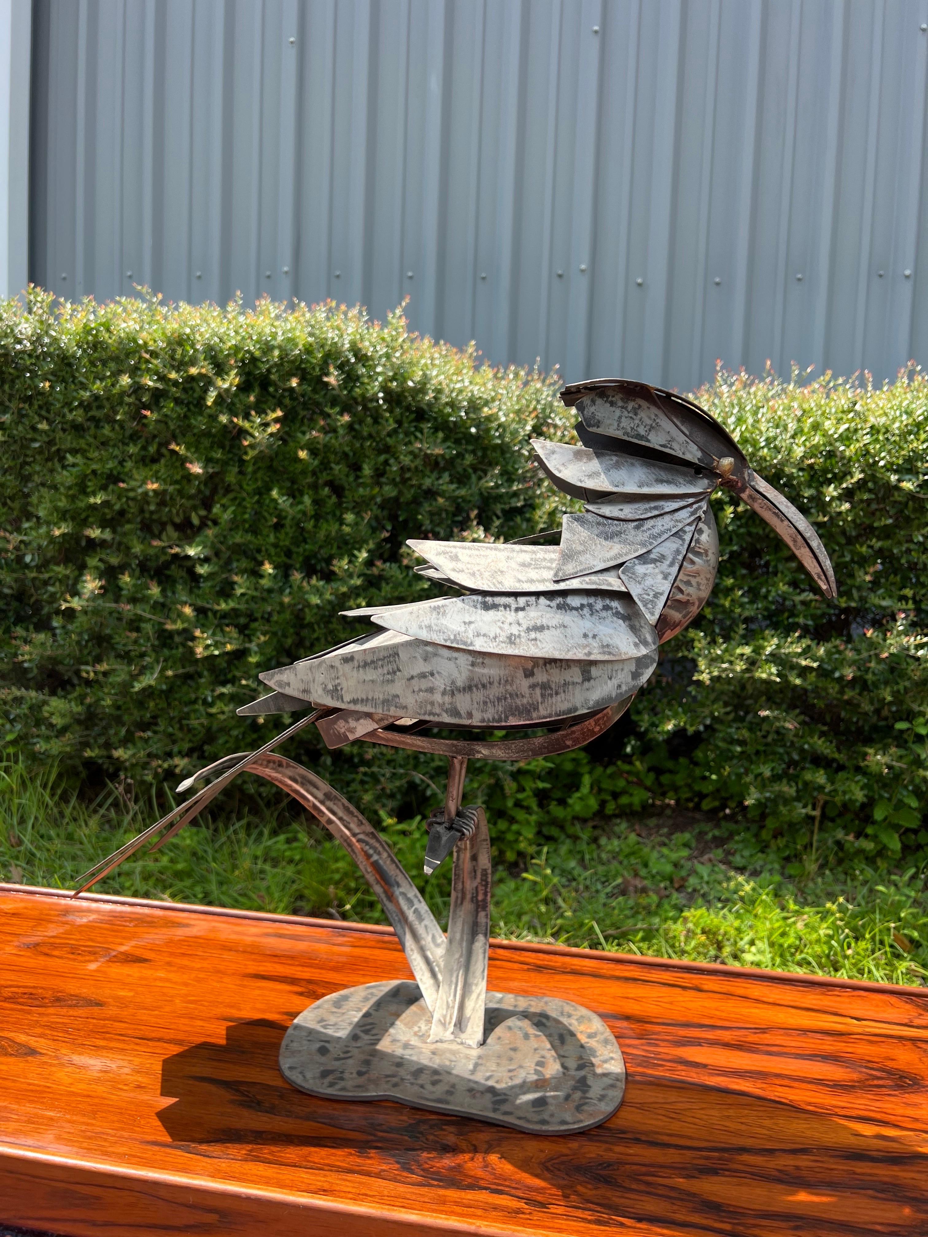 Forged Vintage Brutalist Walenty Pytel Style Bird Welded Sculpture For Sale