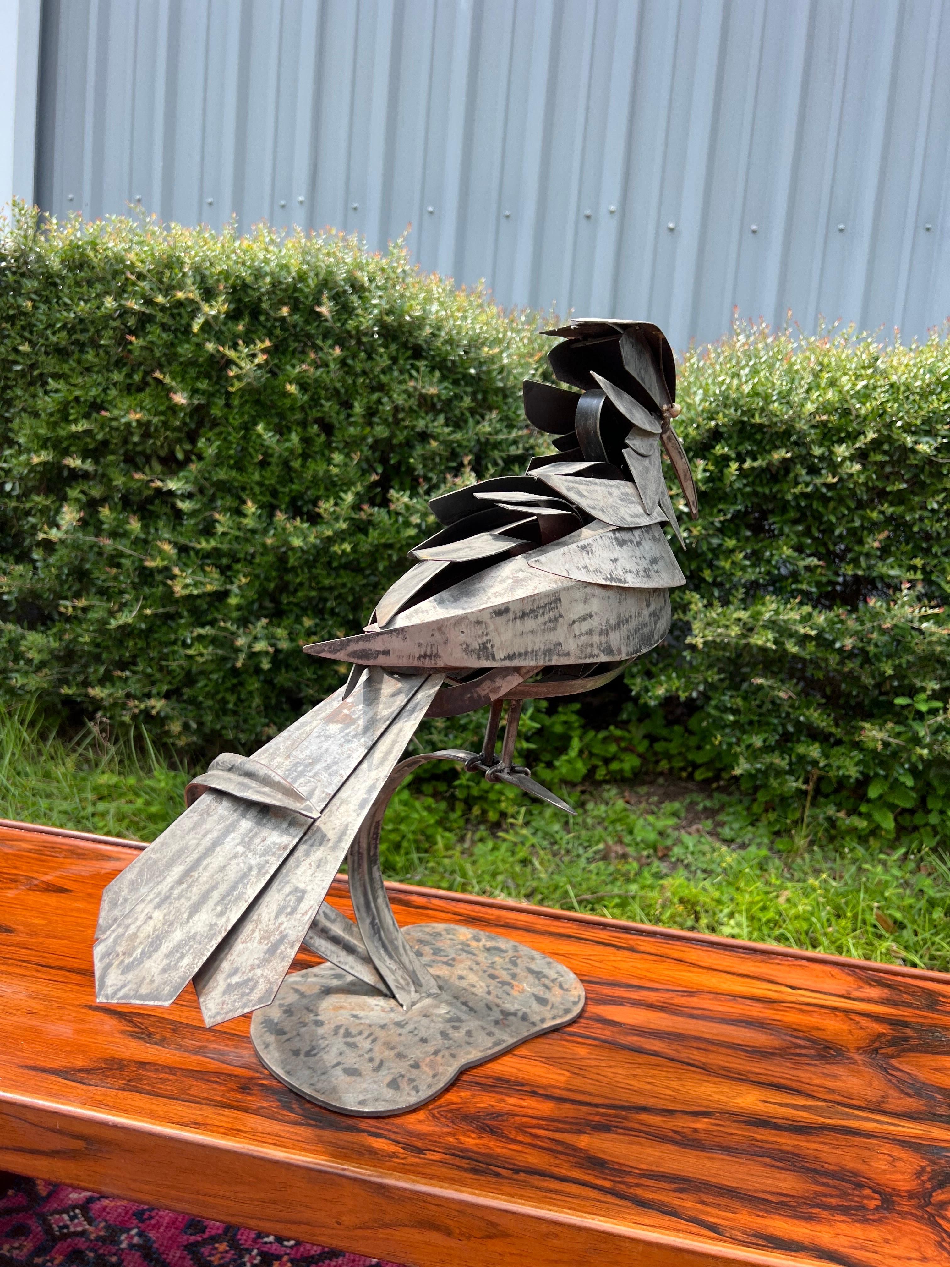 Vintage Brutalist Walenty Pytel Style Bird Welded Sculpture In Good Condition For Sale In Charleston, SC