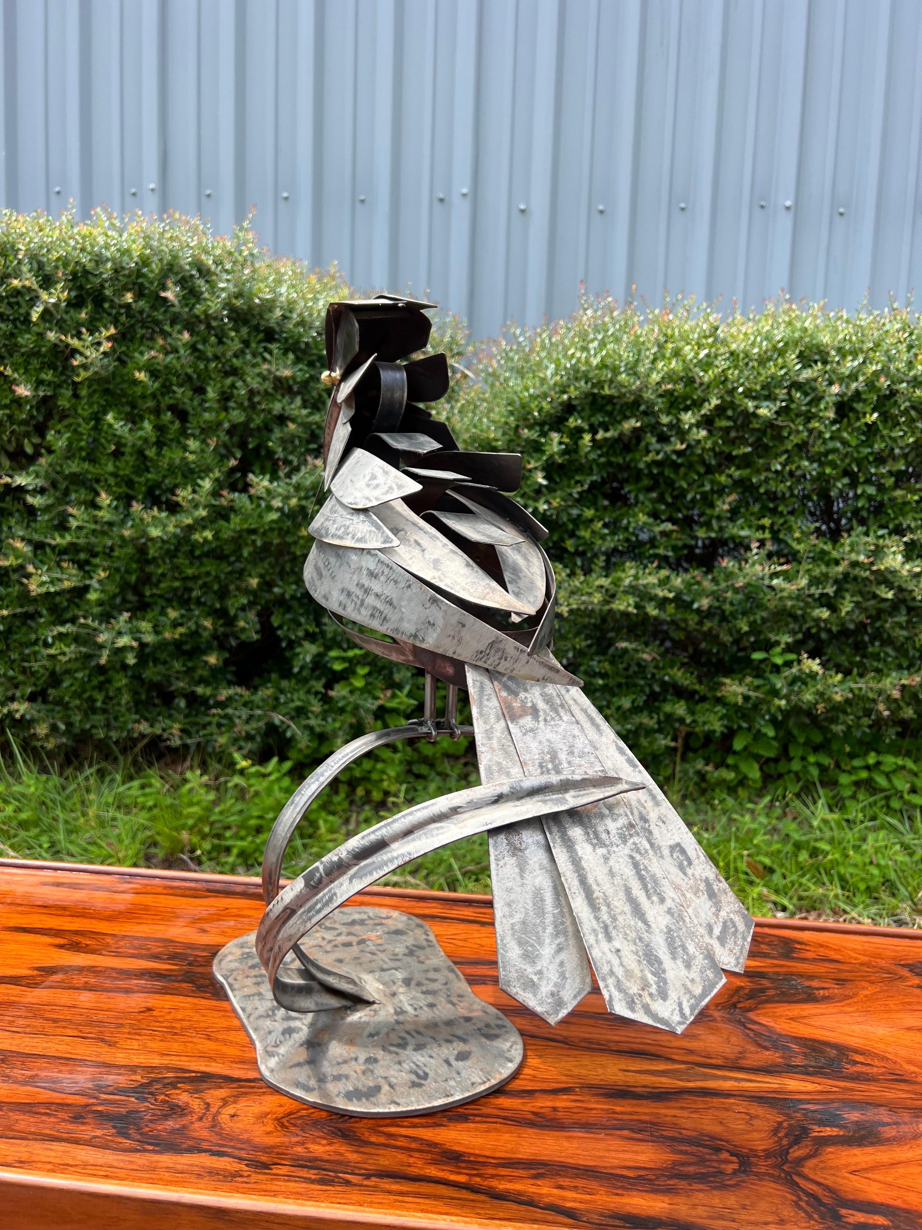 Late 20th Century Vintage Brutalist Walenty Pytel Style Bird Welded Sculpture For Sale