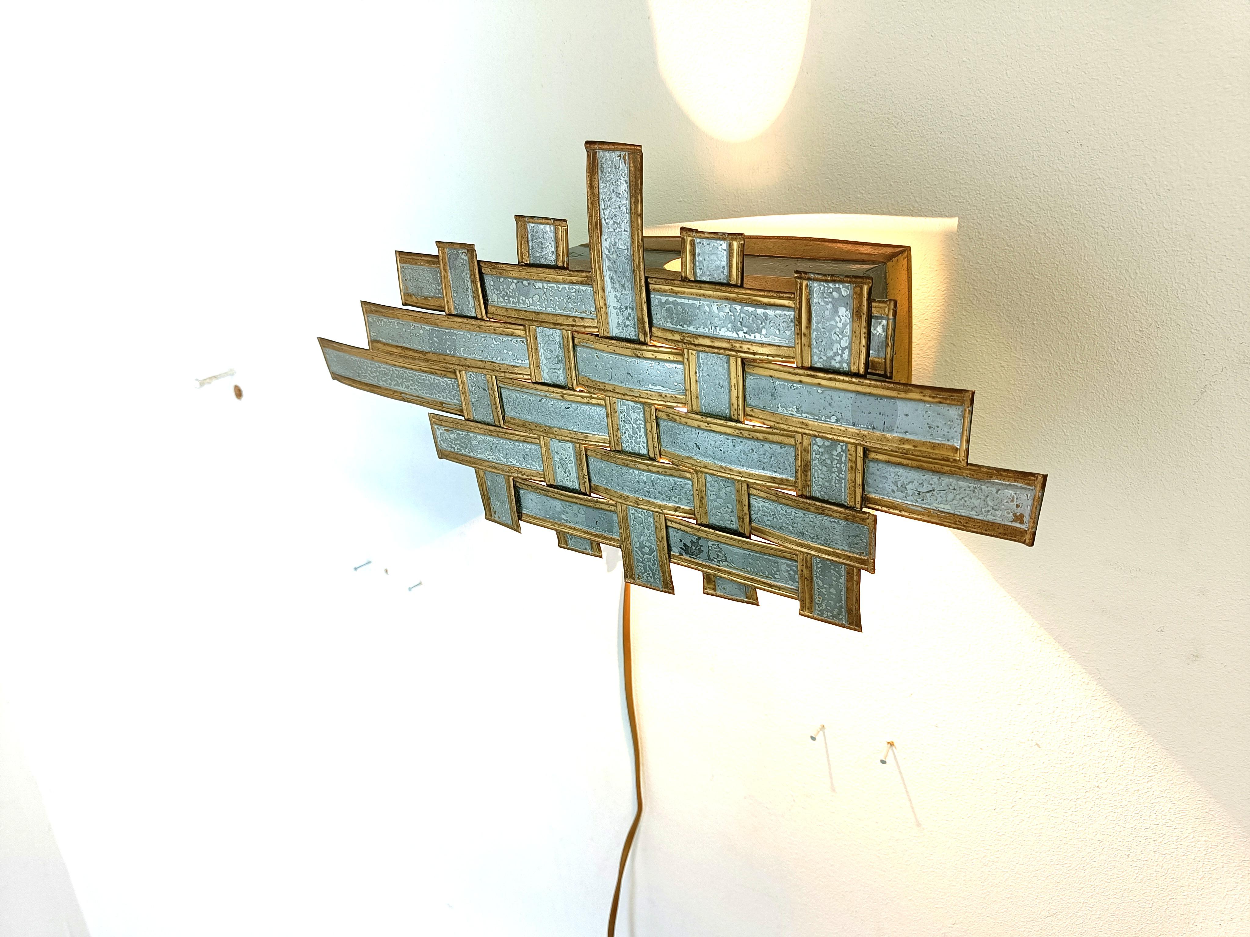 Late 20th Century Vintage brutalist wall lamp, 1970s For Sale