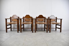 Brutalistische Esszimmerstühle aus Korbgeflecht, 1950er Jahre