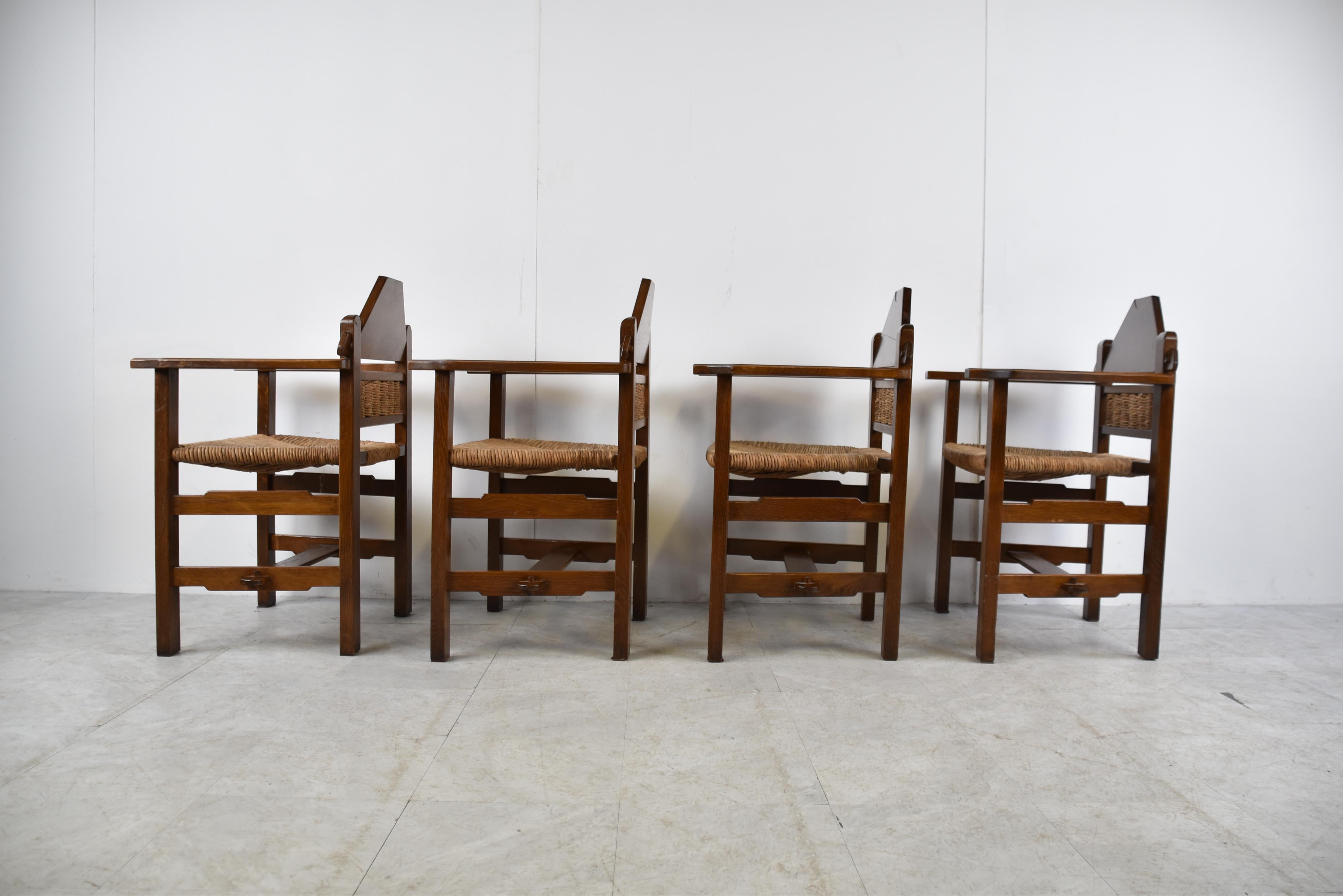 Vintage Brutalist Wicker Dining Chairs, 1950s In Good Condition In HEVERLEE, BE
