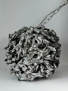 Vintage Brutalist with Sculpted Metallic Finish Pendant Light