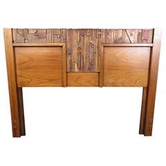 Used Brutalist Wooden Headboard by Lane Furniture