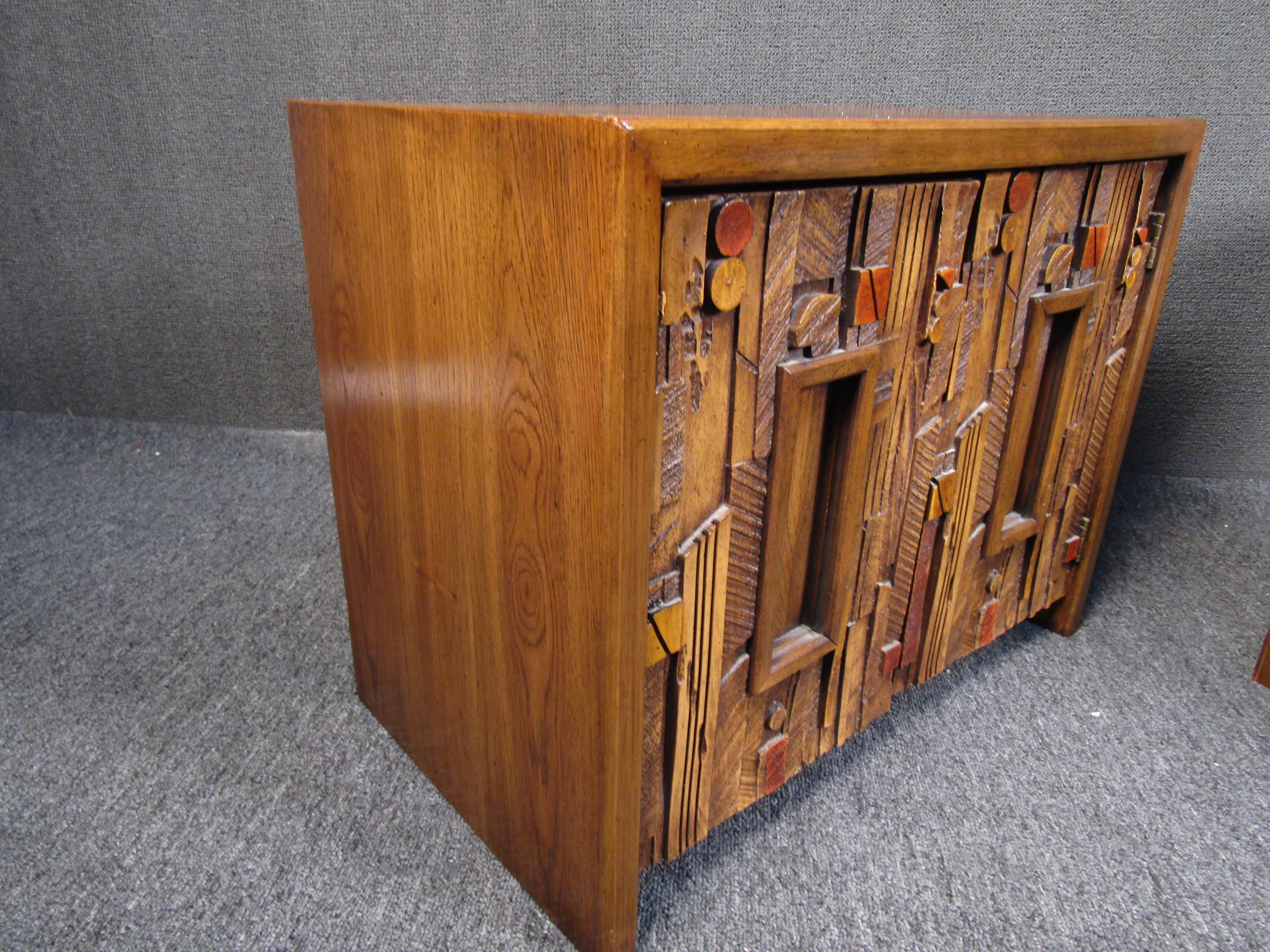 American Vintage Brutalist Wooden Nightstands by Lane Furniture