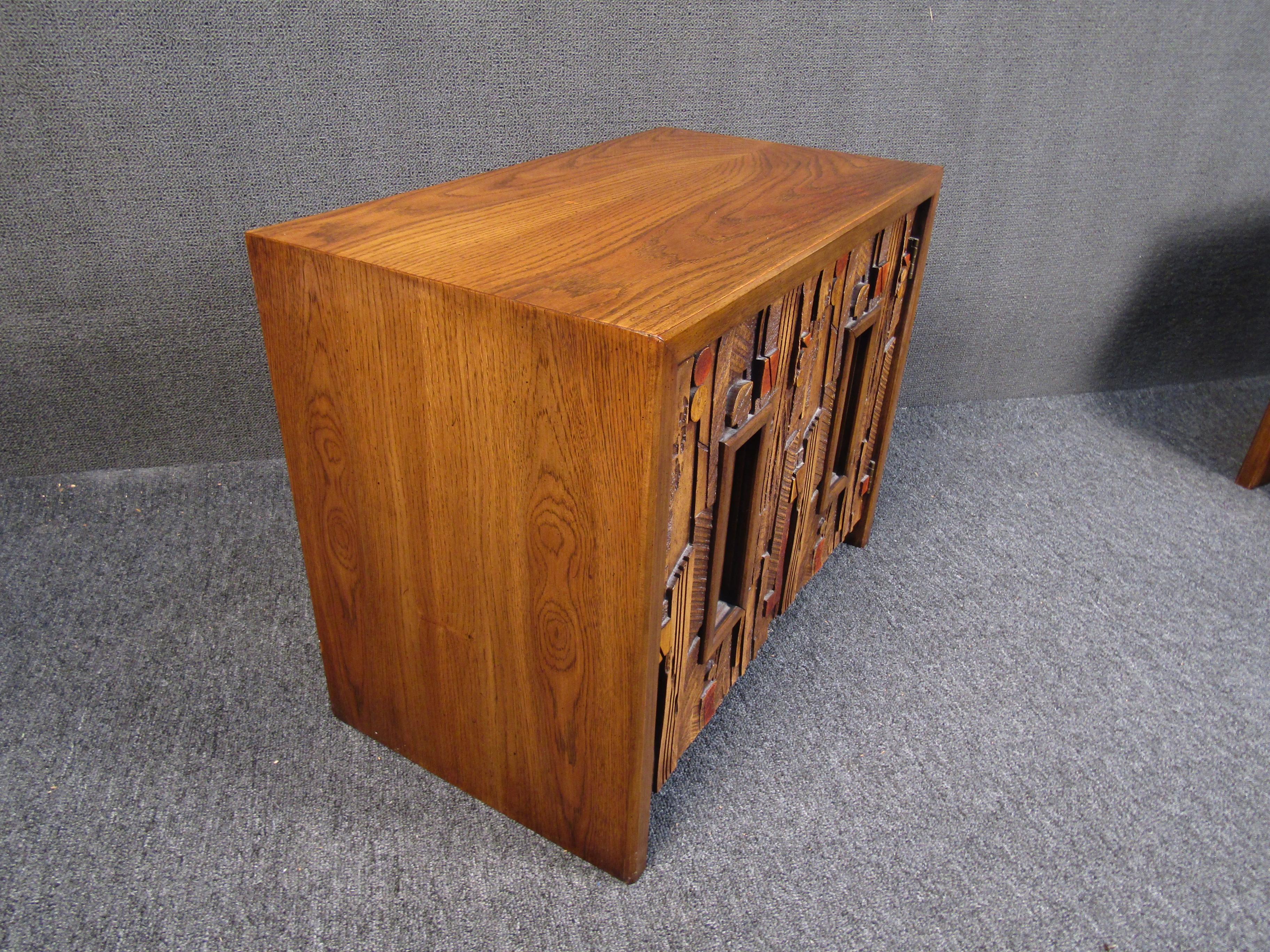 Vintage Brutalist Wooden Nightstands by Lane Furniture 1