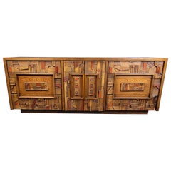 Vintage Brutalist Wooden Server by Lane Furniture