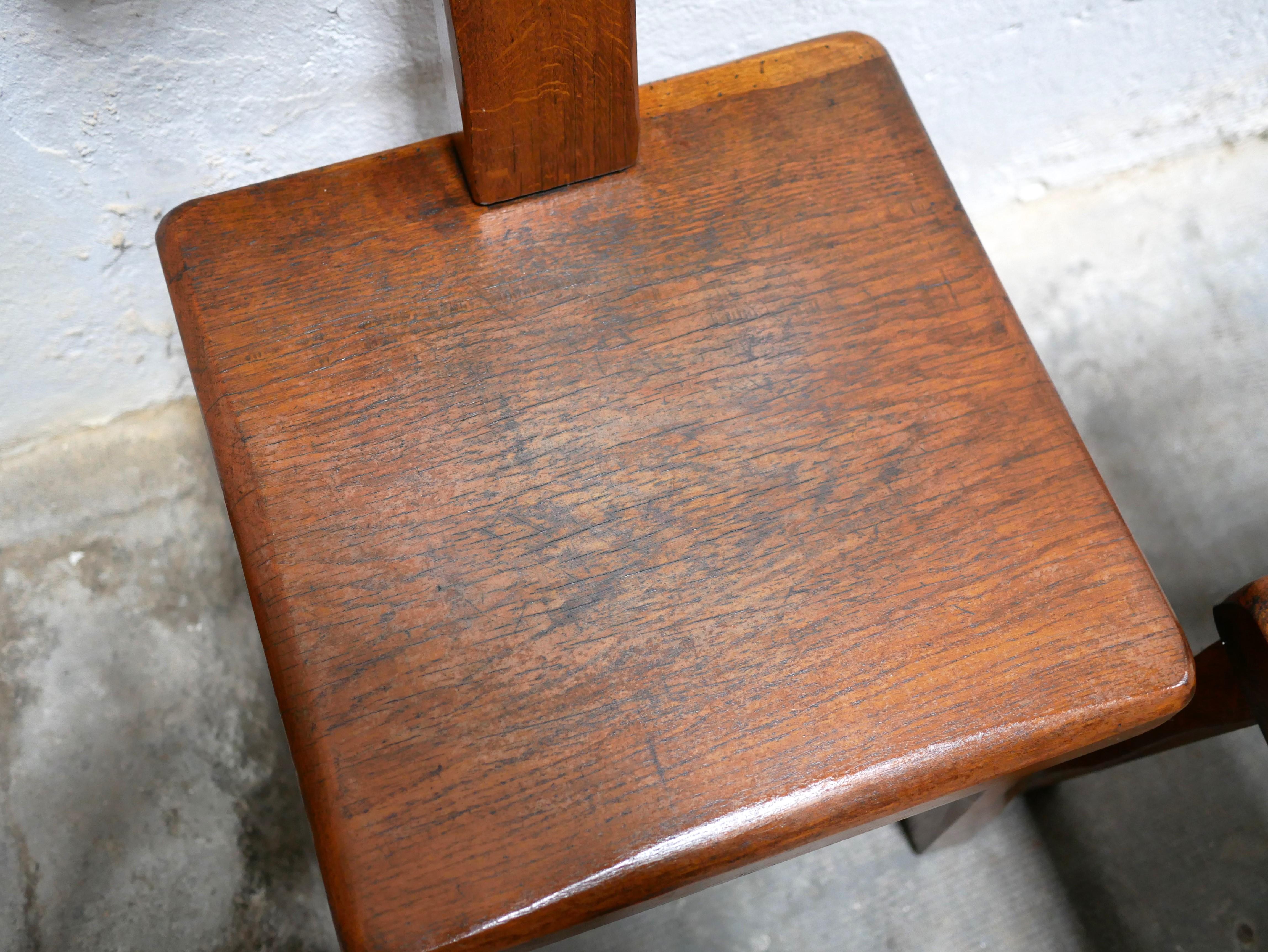 Vintage brutalist wooden T chair For Sale 3