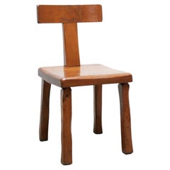 Silla T de madera brutalista vintage