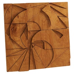 Vintage Brutalist Wooden Wall Sculpture