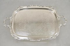 Vintage BSC Victorian Style Silver Plated Floral Etched Serving Platter Tray