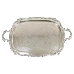 Retro BSC Victorian Style Silver Plated Floral Etched Serving Platter Tray