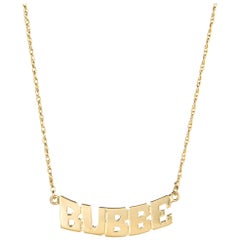 Vintage Bubbe Necklace 14 Karat Gold Grandmother Jewelry Jewish Name Plate