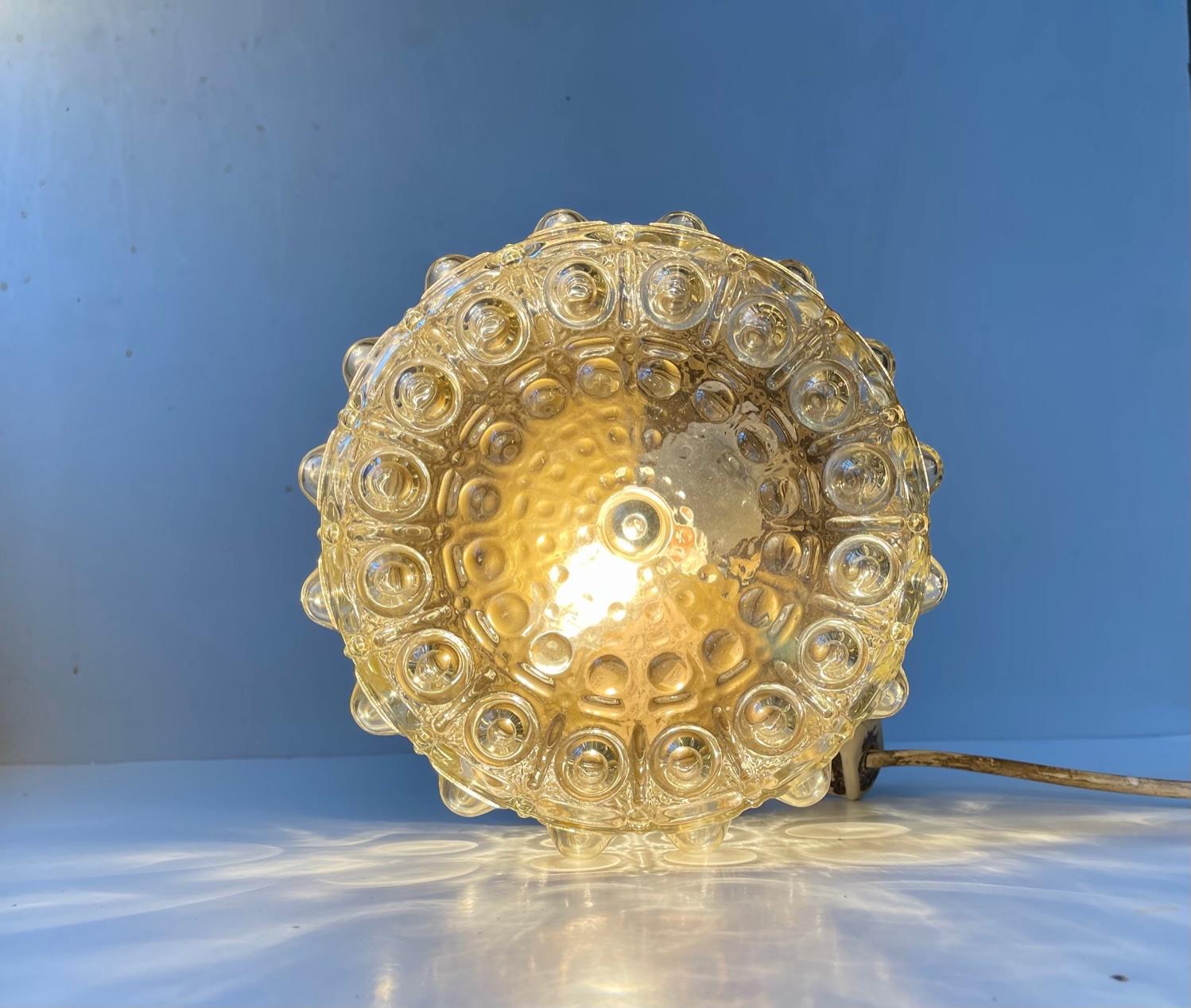 Dramatic flush mount or wall sconce composed of bubble glass. Designed by E. S. Horn in Denmark and manufactured by Glashütte Limburg in Germany in a style reminiscent of Helena Tynell. Measurements: Diameter: 20 cm, dept: 10 cm.