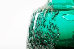 Vintage Bubble Green Glass Pitcher, Austria Mid-1900