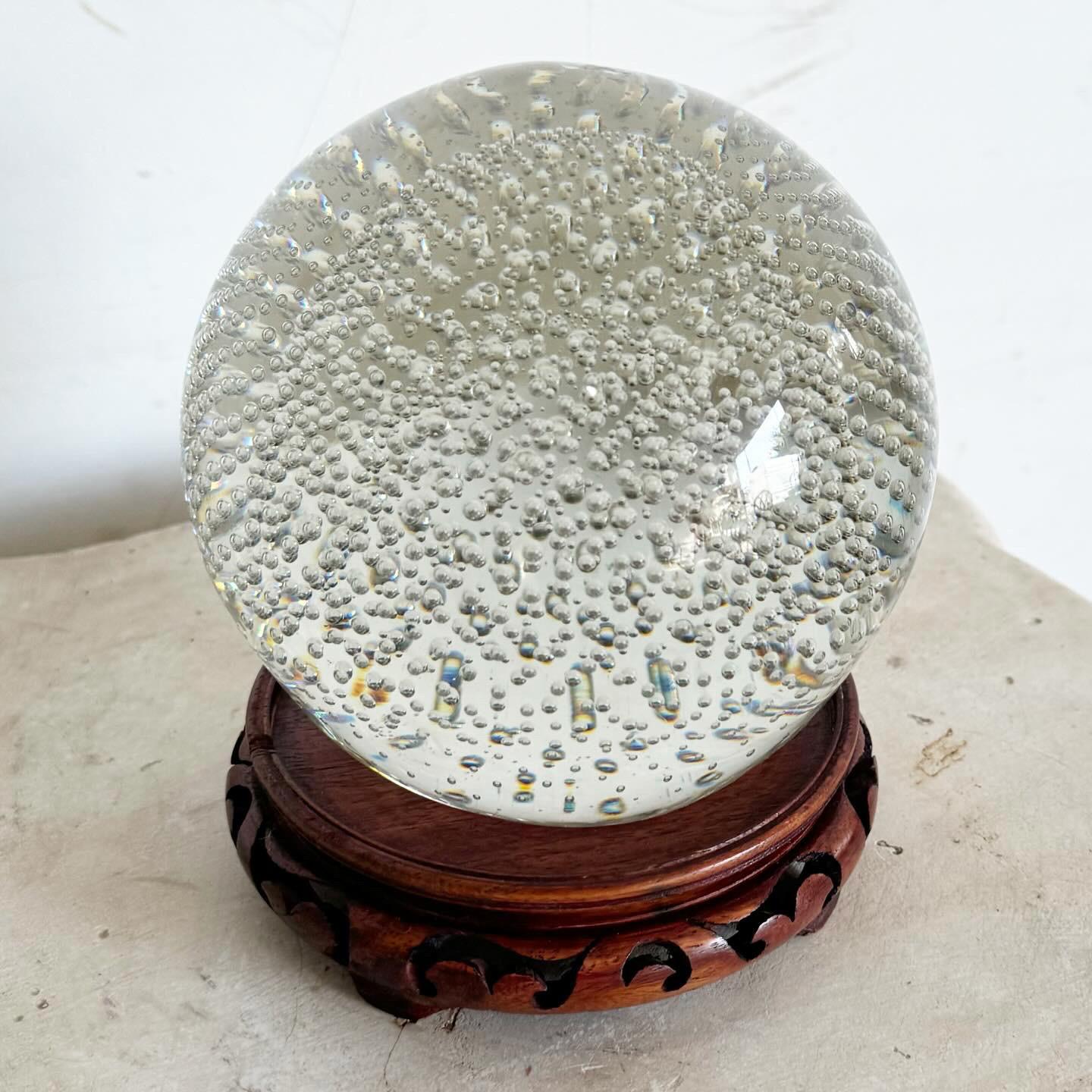 Mid-Century Modern Vintage Bubbled Spherical Paper Weight Kaiser Krystal For Sale