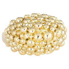 Vintage Bubbles Dome Ring Heavy 18k Yellow Gold Estate Cocktail Jewelry