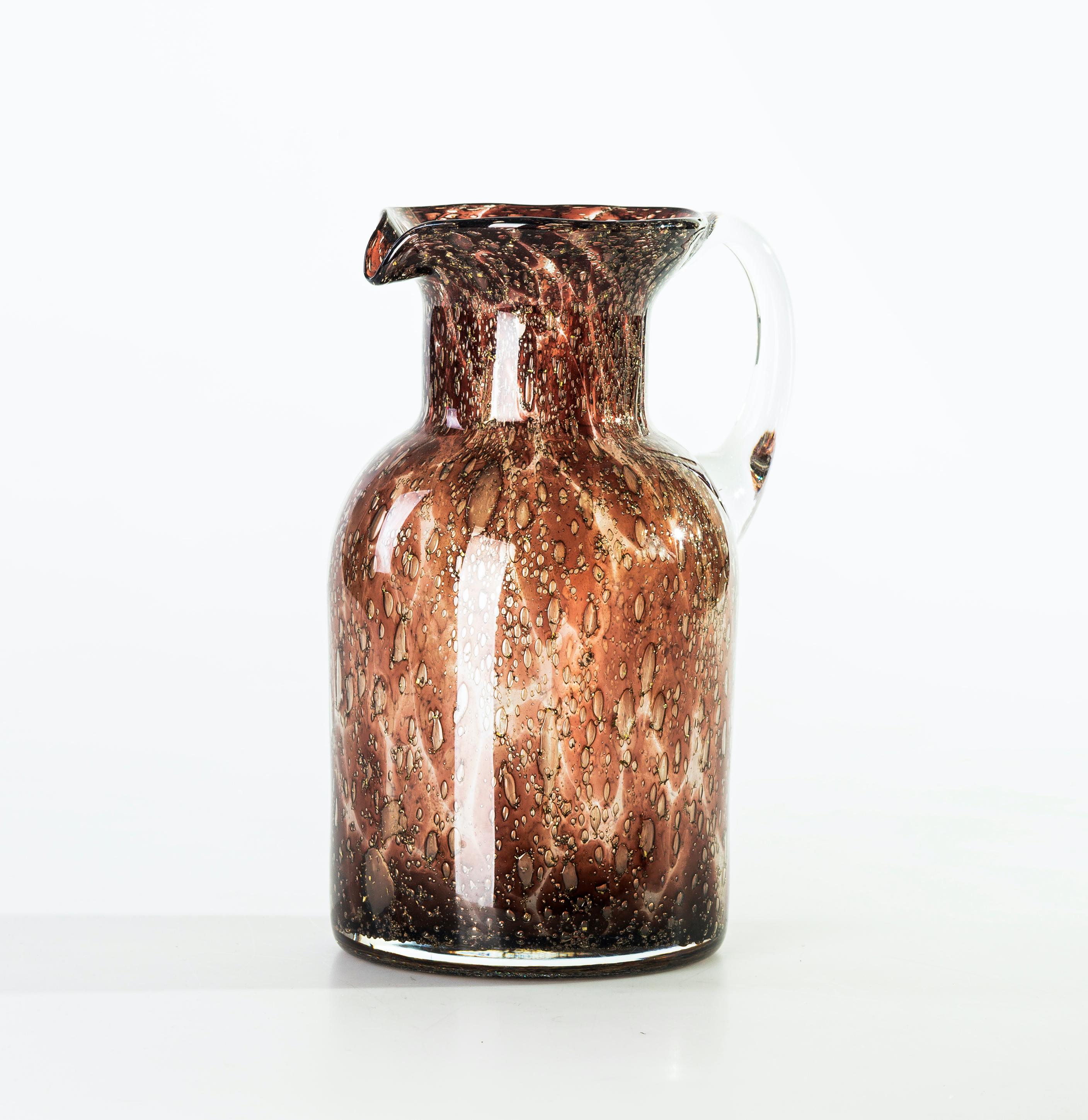 Vintage Bubble Glass Pitche, Italy, 1970s en Bueno estado para la venta en Roma, IT
