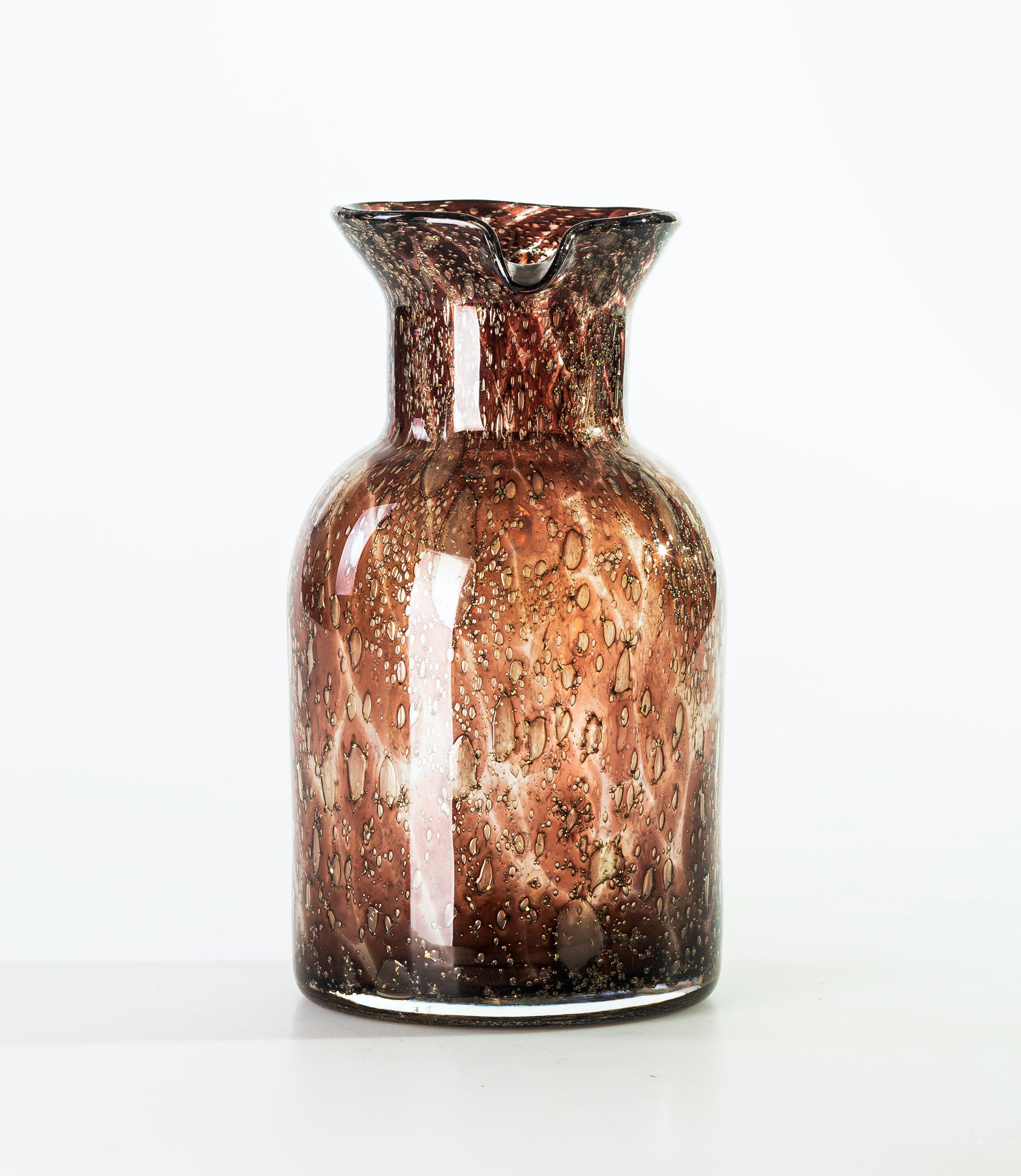 Vintage Bubble Glass Pitche, Italy, 1970s finales del siglo XX en venta