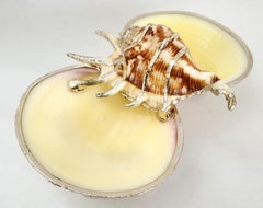 Portacavi o portagioie d'epoca in stile Buccelatti con immersione in argento di conchiglie reali