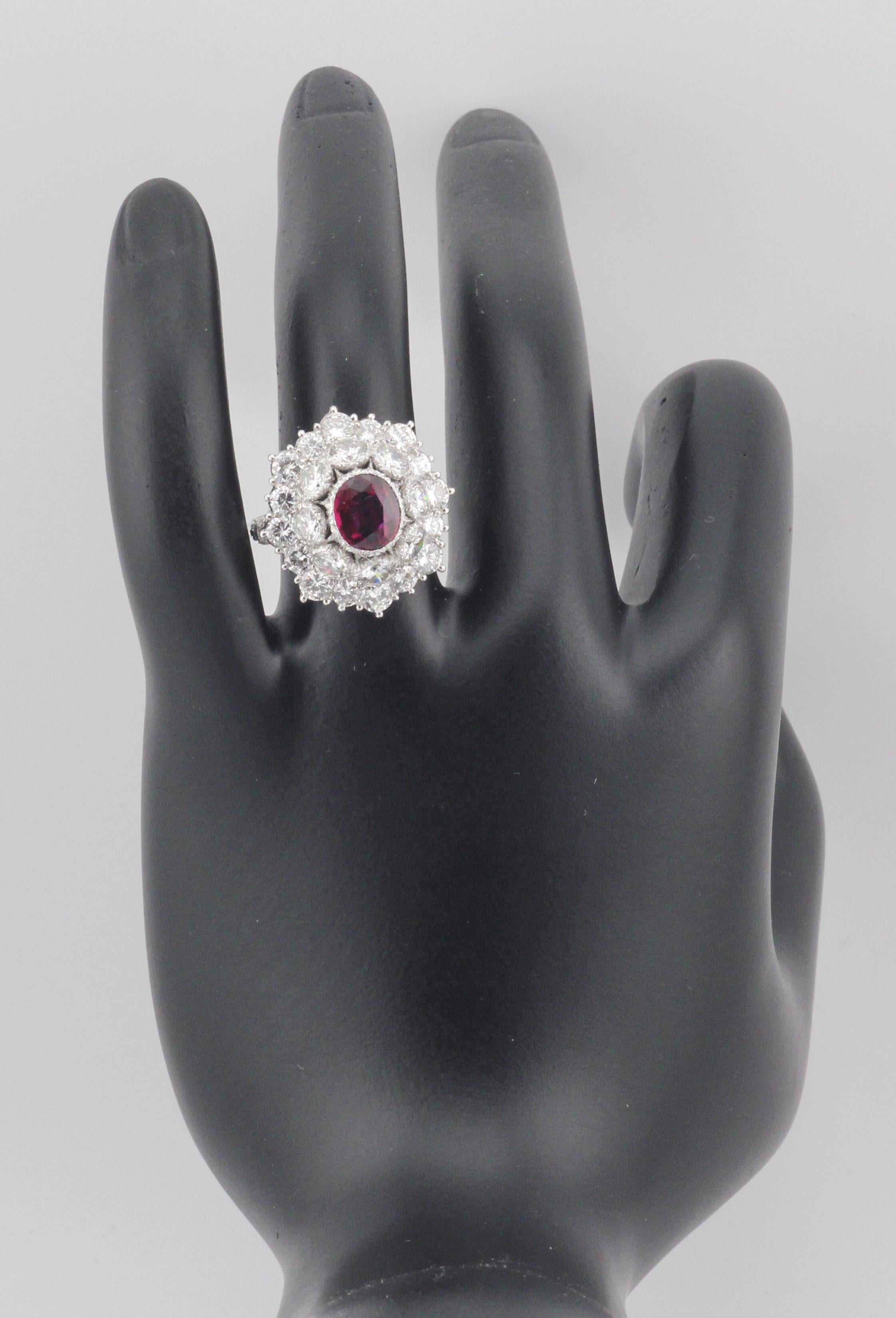 Vintage Buccellati 1,5 Karat unbehandelter thailändischer Rubin-Diamant-Platinring Größe 6,5, Vintage im Angebot 10