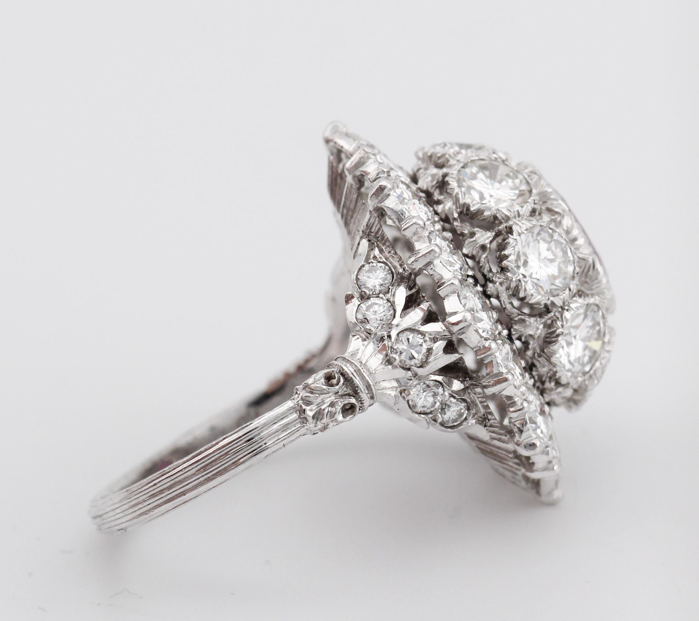 Women's Vintage Buccellati 1.5 Carat No Heat Thai Ruby Diamond Platinum Ring Size 6.5 For Sale