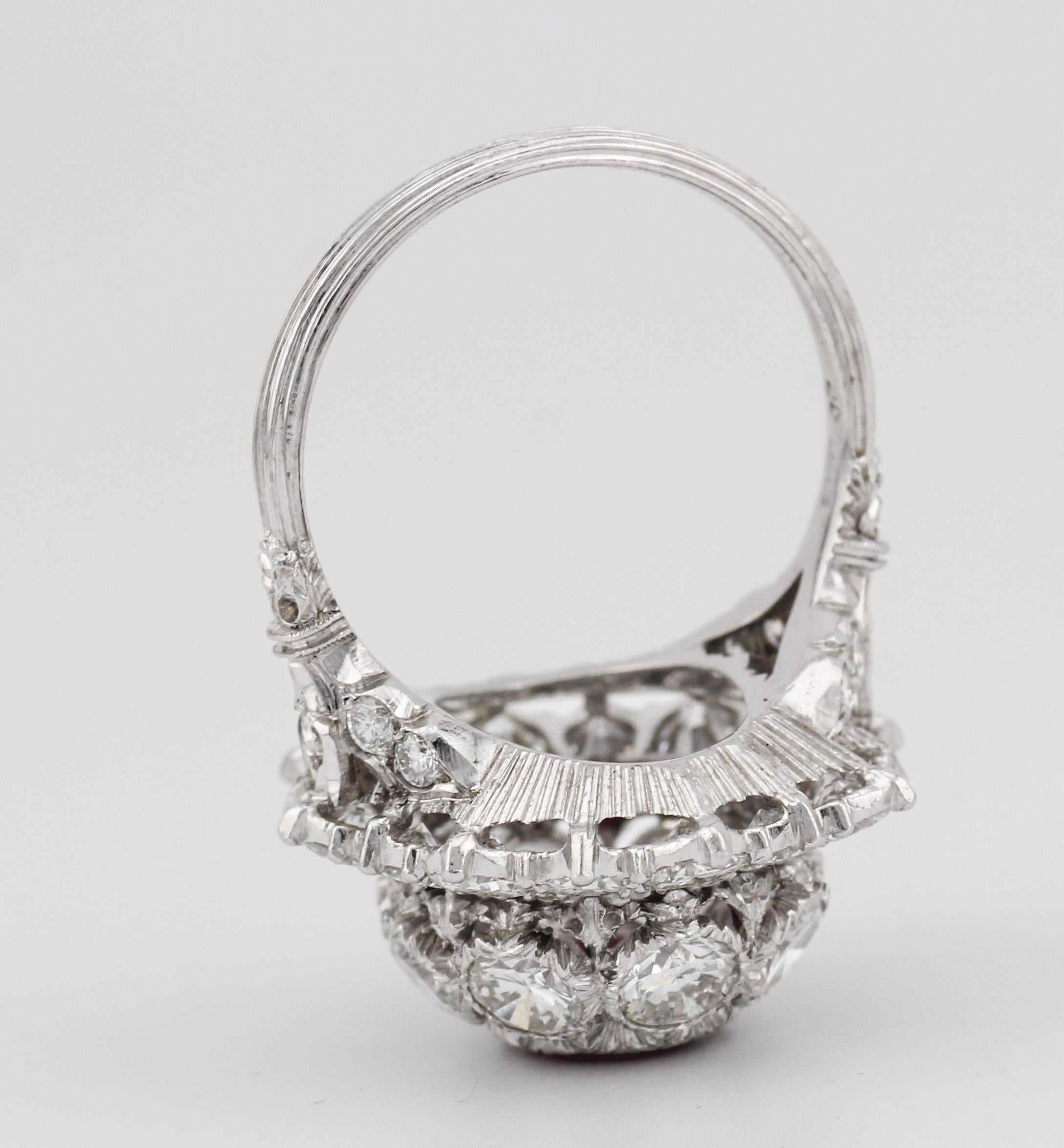 Vintage Buccellati 1.5 Carat No Heat Thai Ruby Diamond Platinum Ring Size 6.5 For Sale 2
