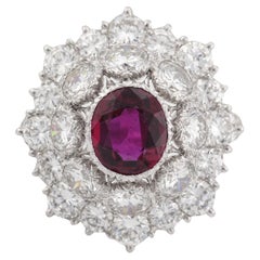 Vintage Buccellati 1,5 Karat unbehandelter thailändischer Rubin-Diamant-Platinring Größe 6,5, Vintage