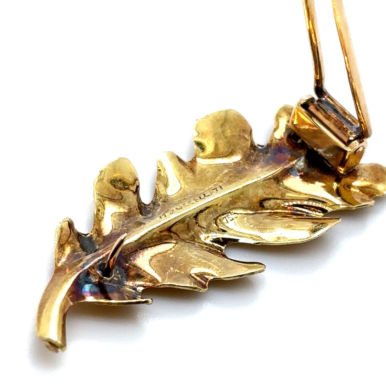 Vintage Buccellati 18 Karat Yellow Gold Oak Leaf Brooch, Circa 1960 For Sale 6
