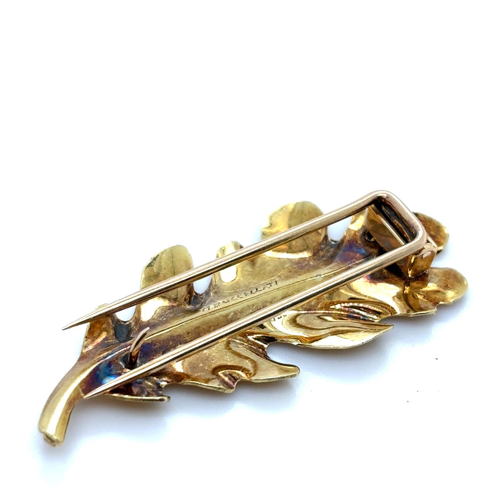Vintage Buccellati 18 Karat Yellow Gold Oak Leaf Brooch, Circa 1960 For Sale 4
