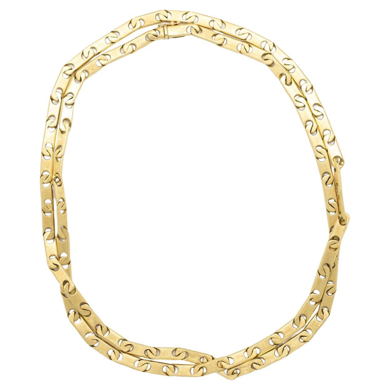 Vintage Buccellati 18 Karat Yellow Gold Satin Finish Extra Long Chain Necklace