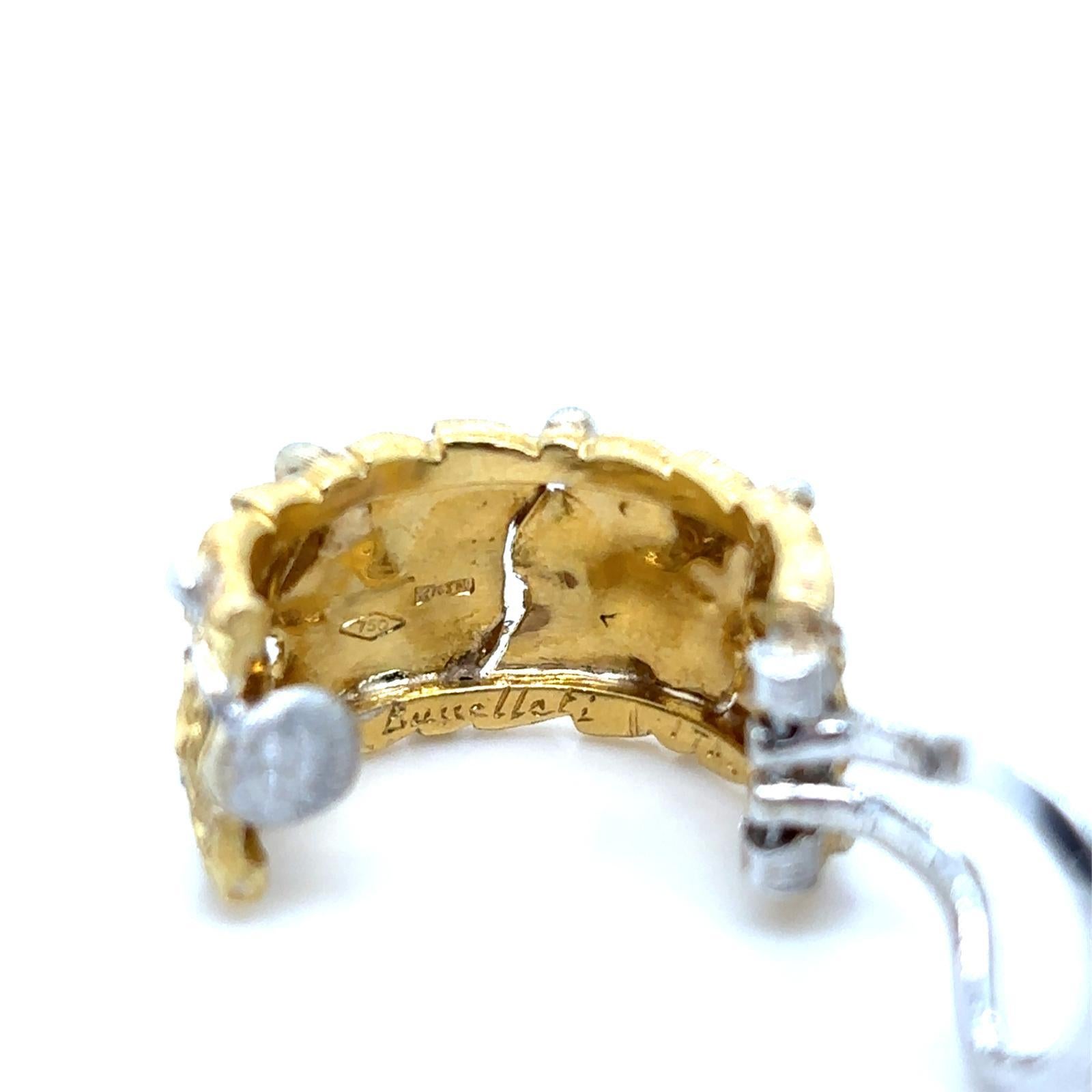 Orecchini a cerchio d'epoca Buccellati in oro giallo bianco a 18 carati in vendita 7