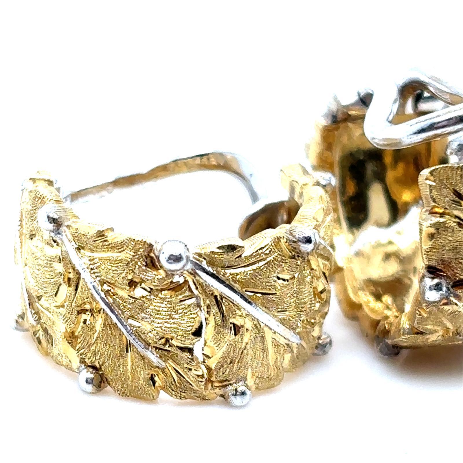 Orecchini a cerchio d'epoca Buccellati in oro giallo bianco a 18 carati in vendita 10