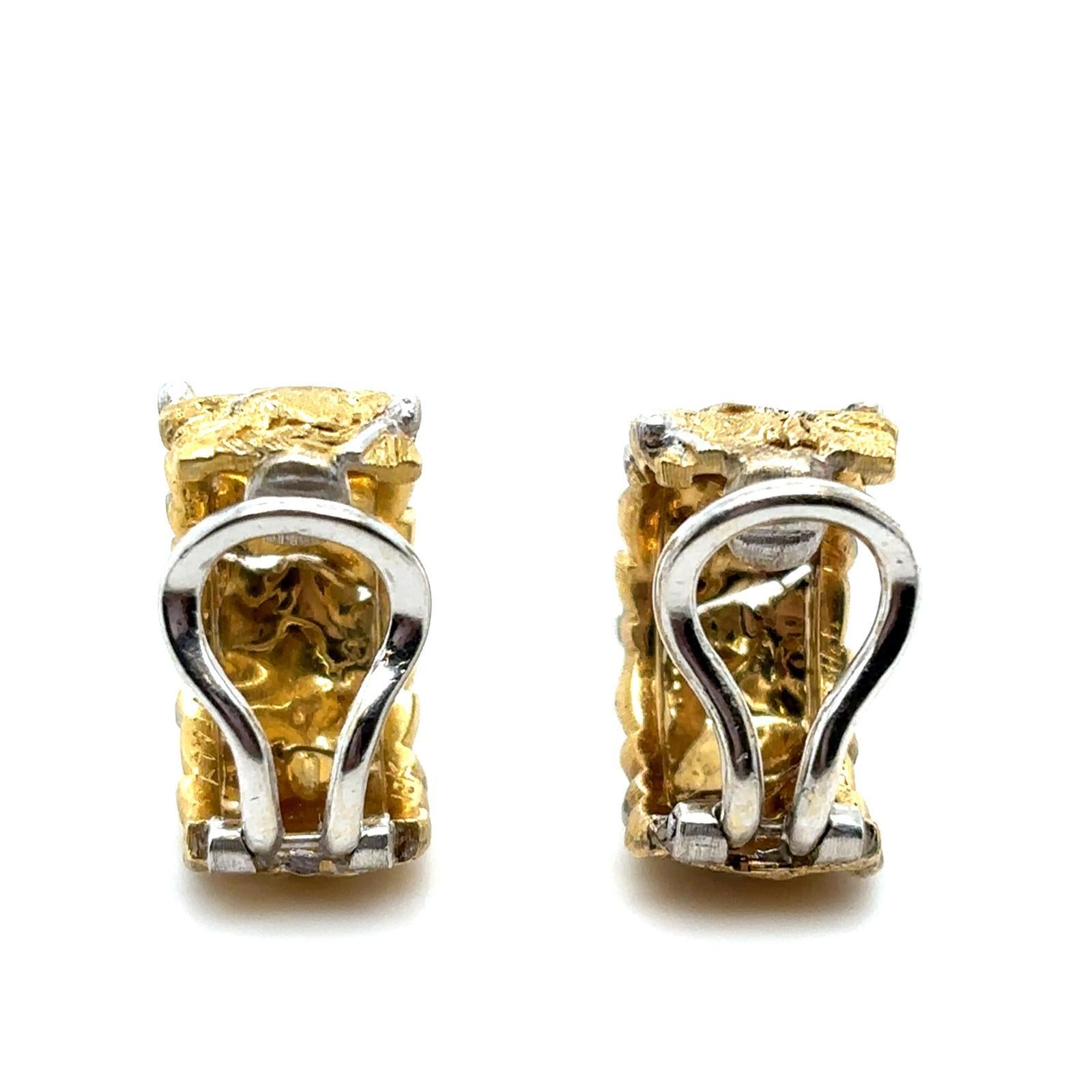 Donna Orecchini a cerchio d'epoca Buccellati in oro giallo bianco a 18 carati in vendita