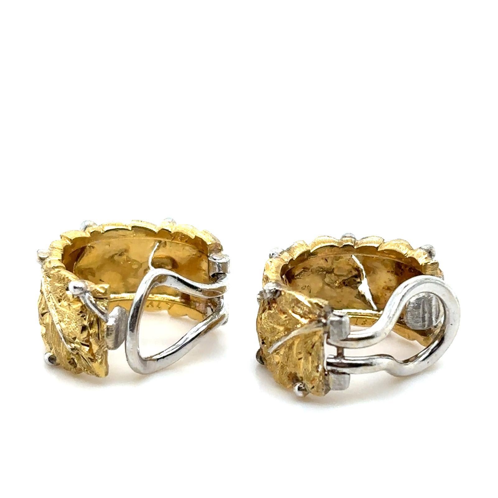 Orecchini a cerchio d'epoca Buccellati in oro giallo bianco a 18 carati in vendita 2