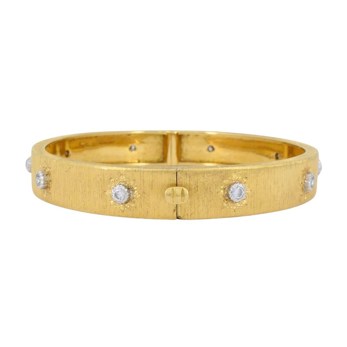 Pulsera vintage Buccellati de oro de 18 quilates con diamantes en Bueno estado para la venta en Beverly Hills, CA