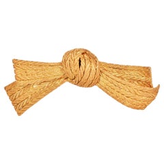 Vintage Buccellati 18K Gold Italian Woven Textured Bow Brooch